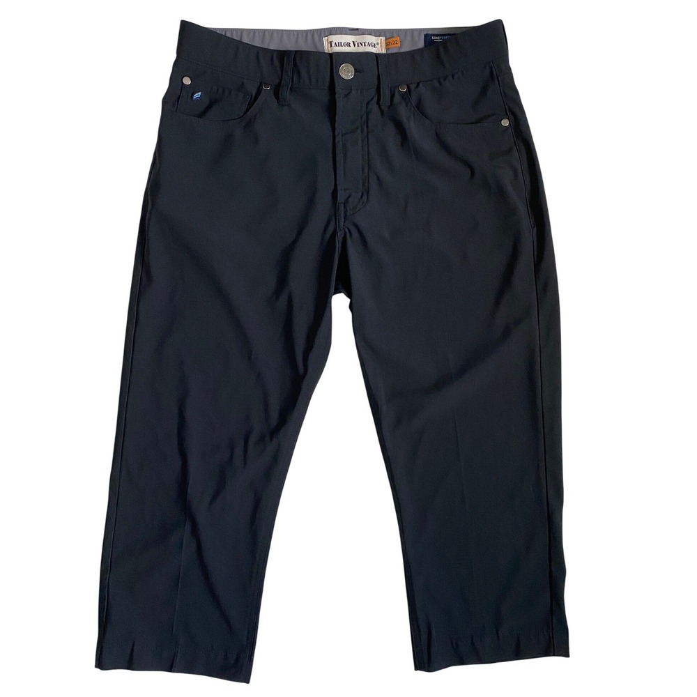 Tailor Vintage Mens Luxe Performance New Canaan Slim Fit Pants Black 32X20